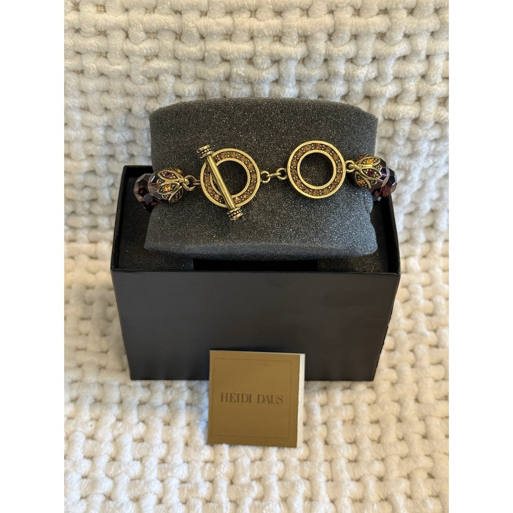Heidi Daus Burgundy Crystal Beaded Toggle Bracelet NIB 532940 70W